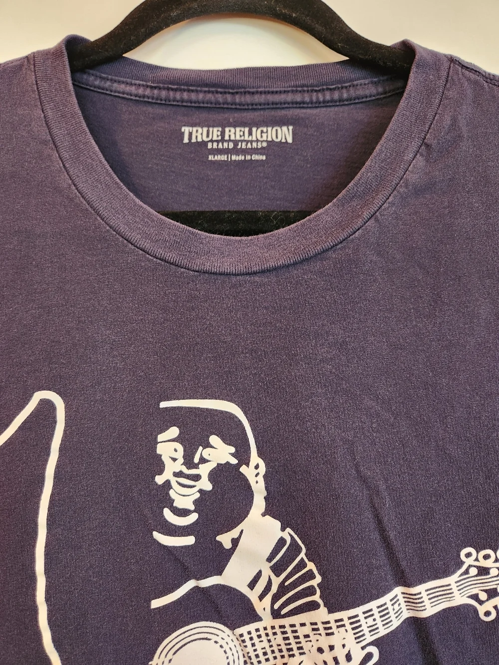 Mens True Religion Navy Half Logo Short Sleeve Crew Neck Tee Size XL Regular Fit